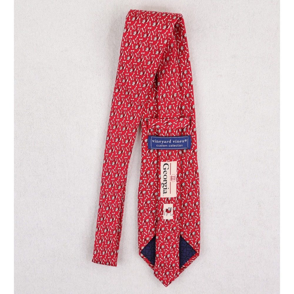 Vineyard Vines Necktie Red University of Georgia Bulldogs Silk Mascot Print Tie - Picture 5 of 9